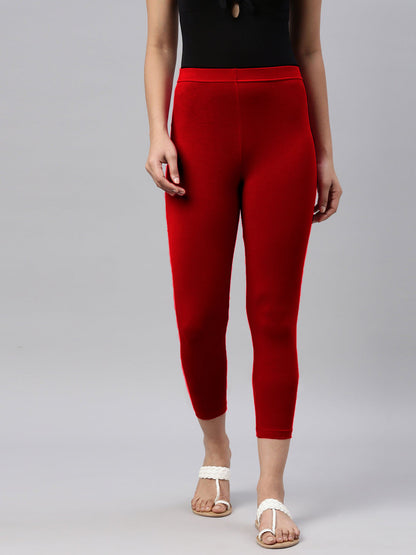 Women Capri Leggings (3/4th) - Meroon