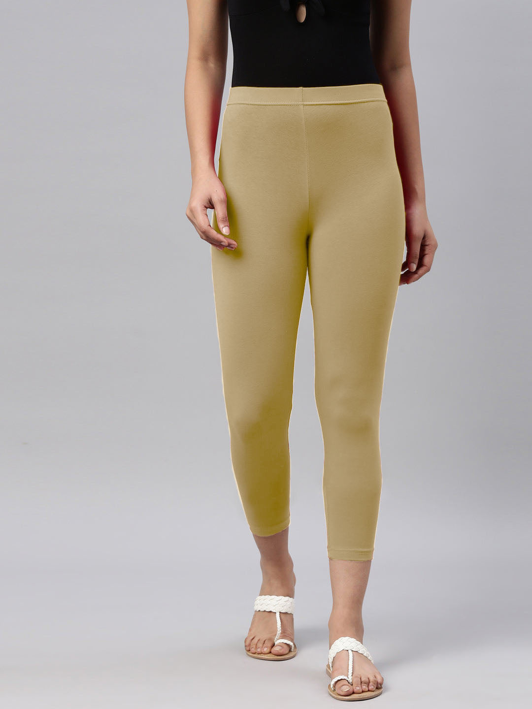 Women Capri Leggings (3/4th) - Stone