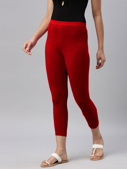 Women Capri Leggings (3/4th) - Meroon