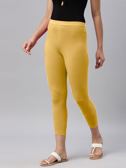 Women Capri Leggings (3/4th) - Golden Yellow