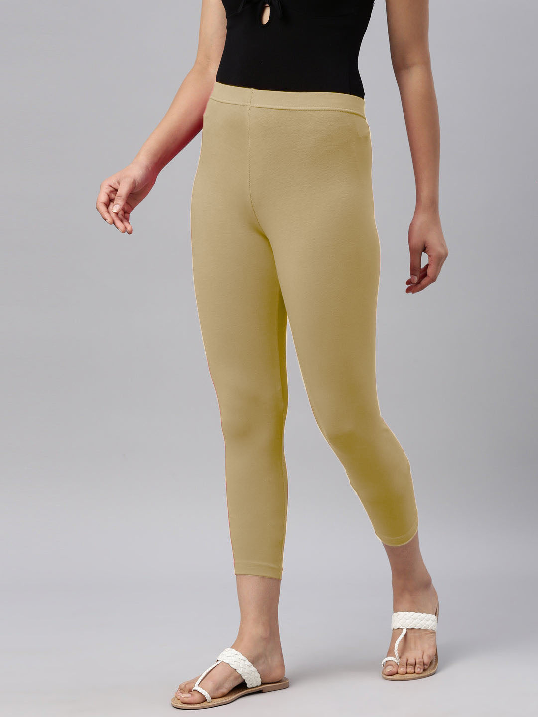 Women Capri Leggings (3/4th) - Stone