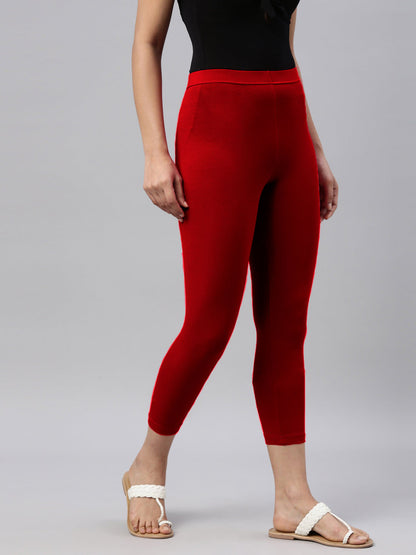 Women Capri Leggings (3/4th) - Meroon