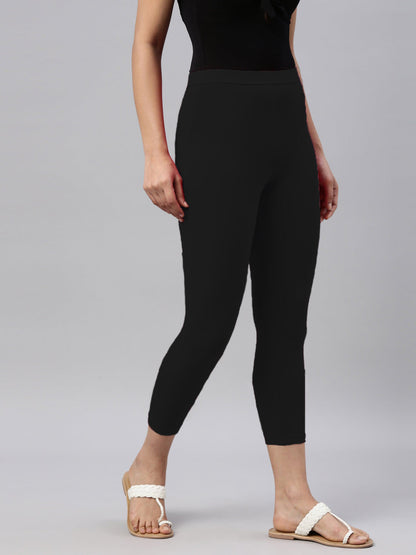 Women Capri Leggings (3/4th) - Black