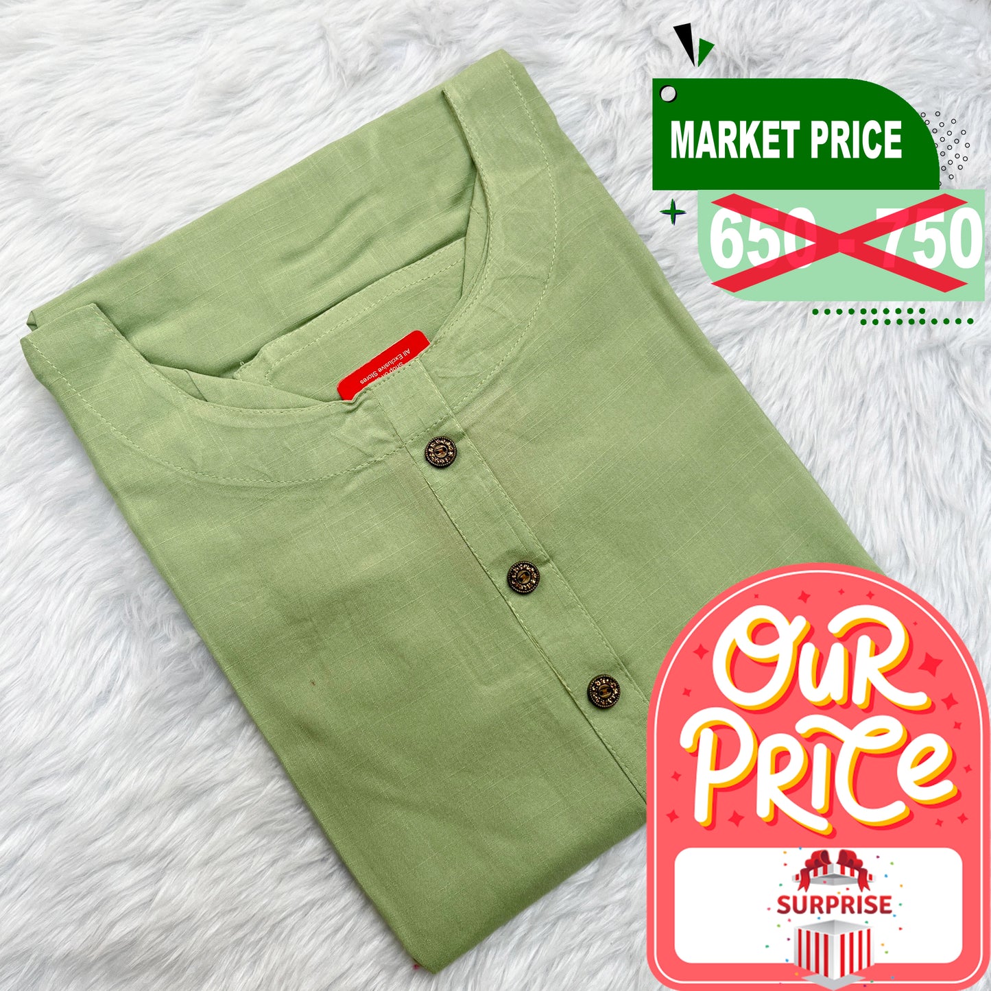 Women Kurti - Plain Kurti - Green